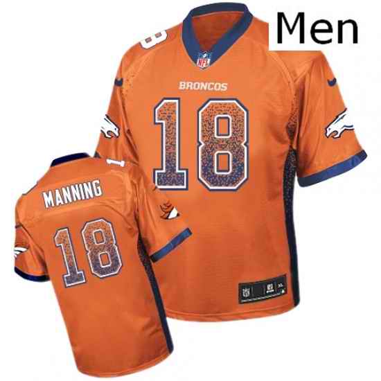 Men Nike Denver Broncos 18 Peyton Manning Elite Orange Drift Fashion NFL Jersey